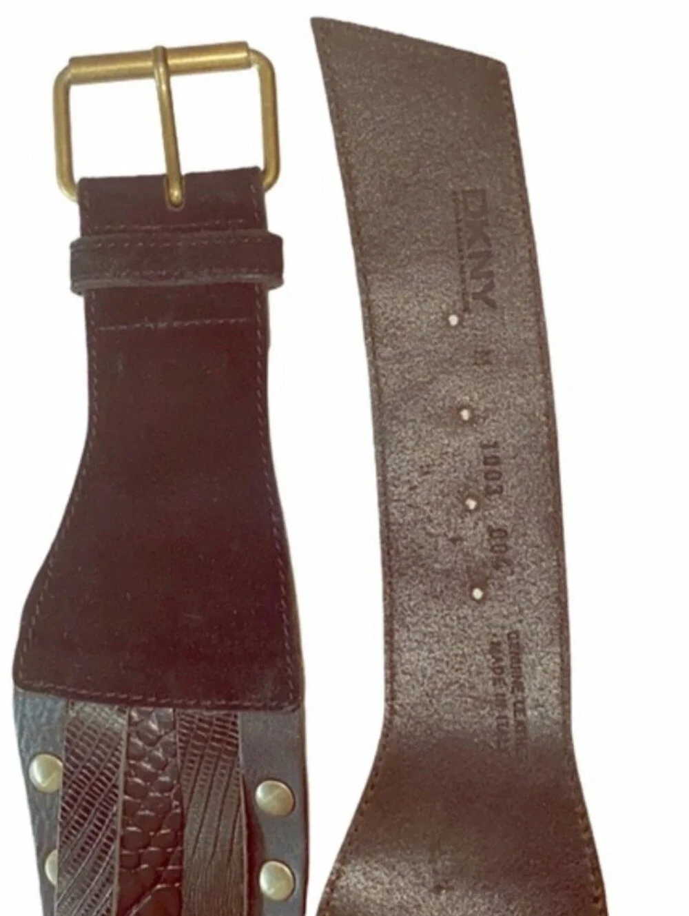 DKNY Women’s Size Medium Black Leather & Suede Studded Belt Renaissance Cosplay